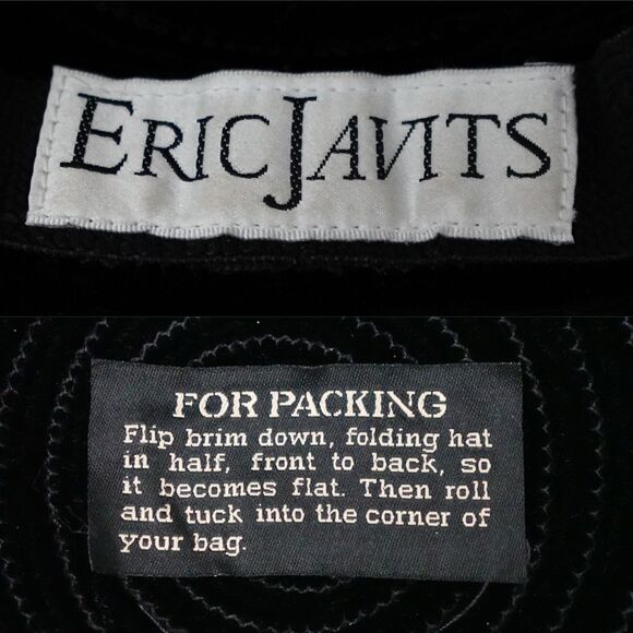 Vintage 90s Eric Javits Black Velvet Velour Floppy Sun Hat main image 4